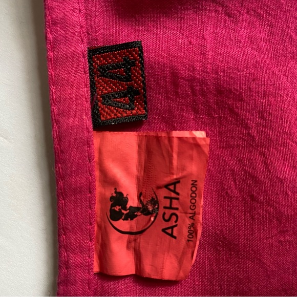 Pink Cotton Mexican embroidered crochet lace trim tunic L - Picture 6 of 7